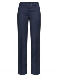 Damen Hose mit normaler Leibhöhe in Dunkelblau – gerade geschnittene Businesshose aus funktionellem Stretchgewebe